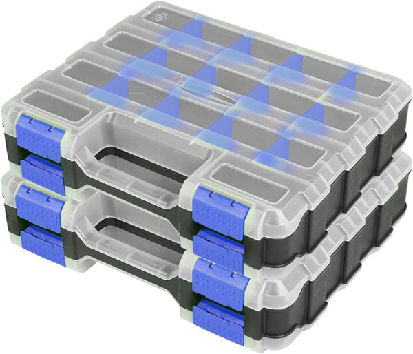 Mikiotto 2-Pack double-sided organizers provide 34 compartments per case for separating screws