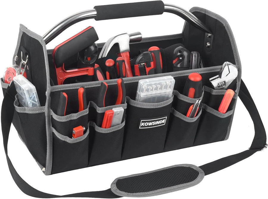 Mikiotto An open-top tool tote keeps frequently used equipment visible and within reach through a