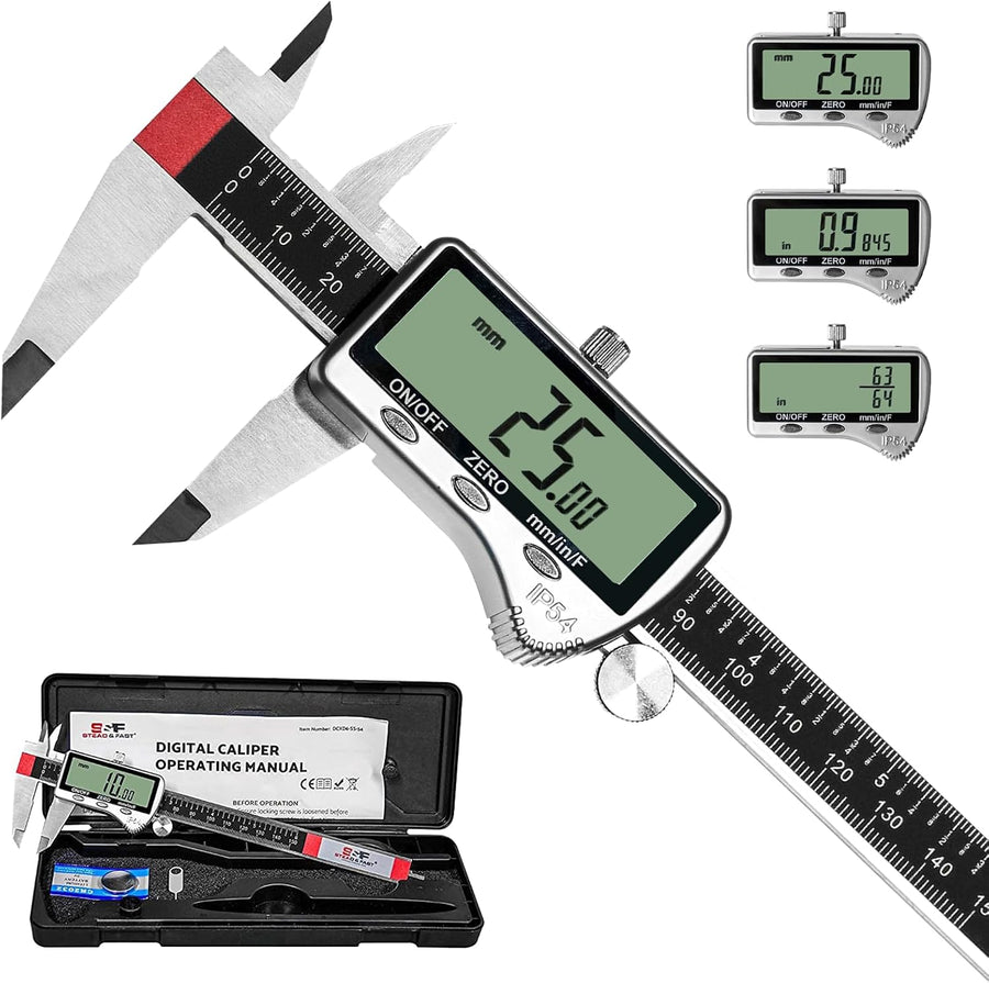 Mikiotto 6-Inch digital caliper combines an extra-large LCD with a stainless measuring frame and