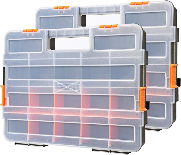 Mikiotto Two sturdy hardware organizers create portable compartment storage for fasteners, tackle