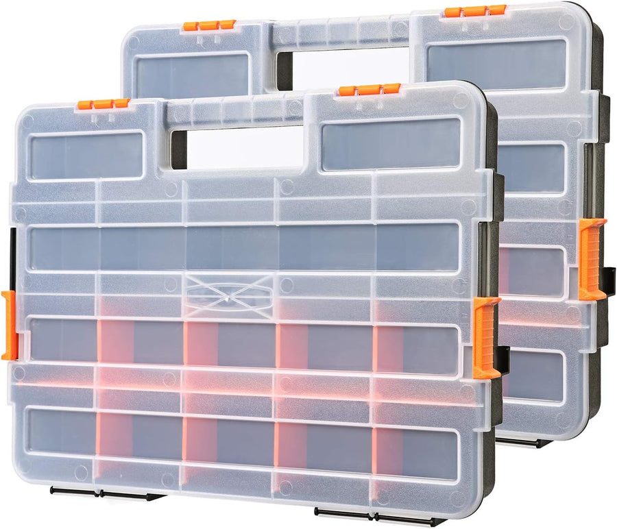 Mikiotto Two sturdy hardware organizers create portable compartment storage for fasteners, tackle