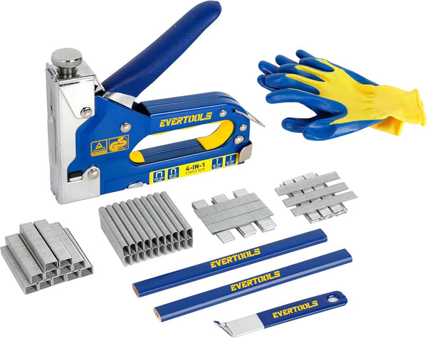 Mikiotto 4-in-1 manual staple gun suitable for both delicate upholstery and dense wood