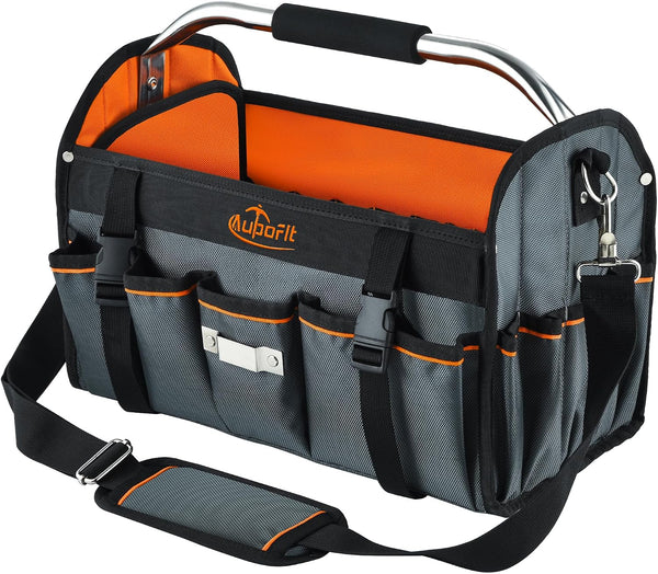Mikiotto 16-inch open-top tool tote a stable shape for daily trade and workshop use